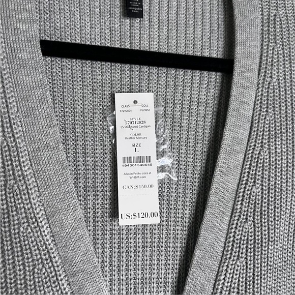 White House Black Market Grey Longline Cardigan Sweater, NWT, Size L - Picture 4 of 6